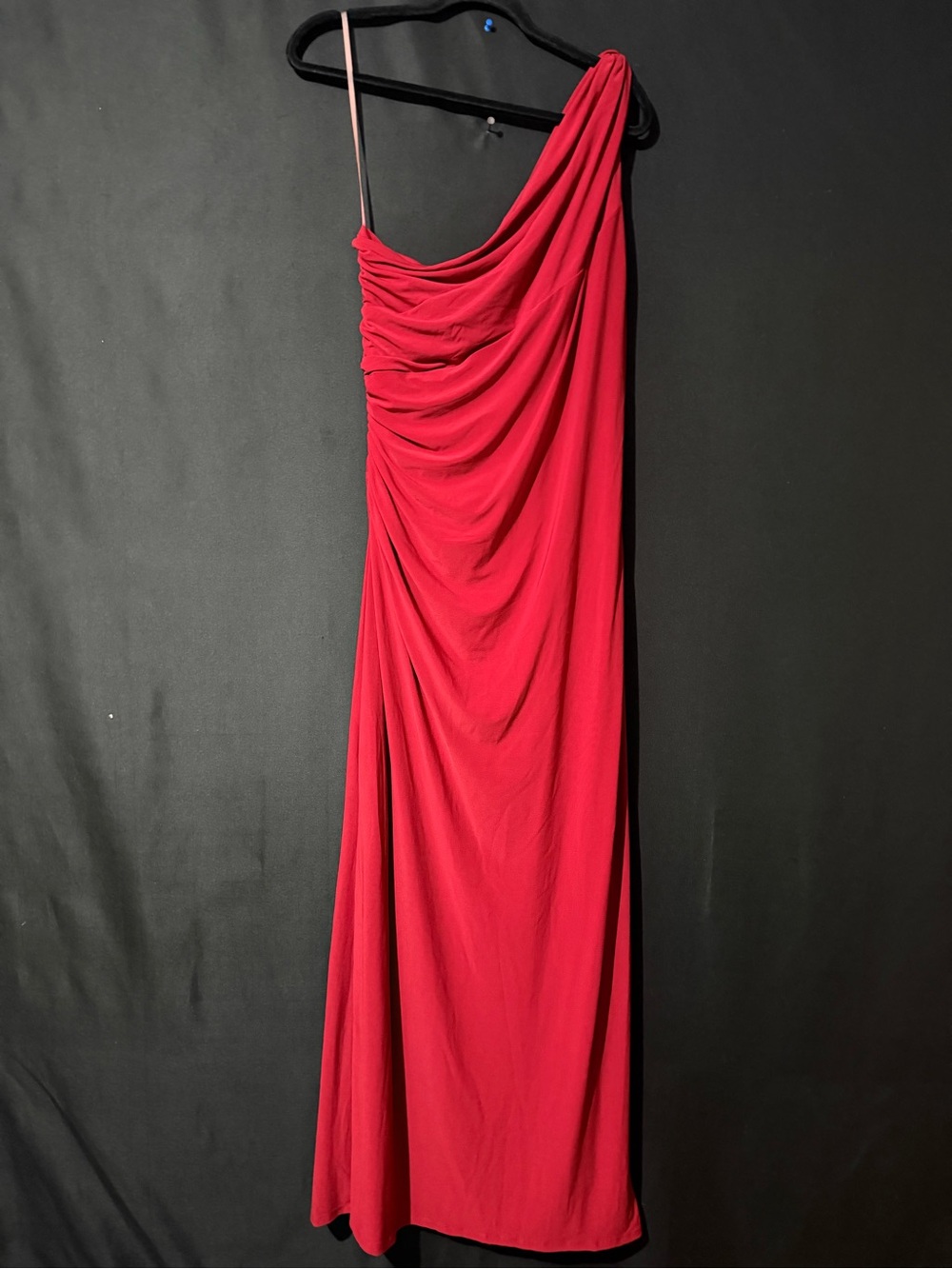 Chaps Red One-Shoulder Draped Gown